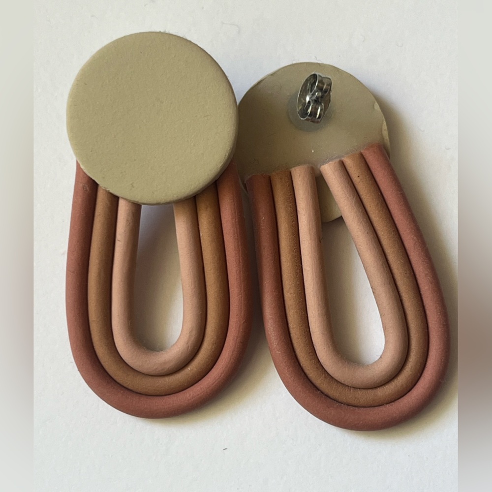 Polymer clay rainbow arch earrings